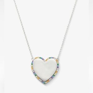 Melinda Maria XL You Have My Heart Rainbow Pave Necklace Diamond Rhinestone